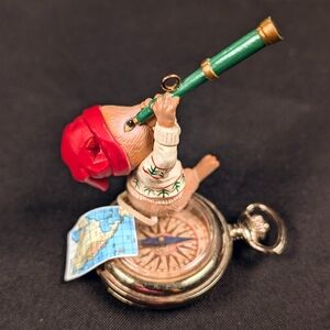 Vintage Enesco A MOUSE CHECK 3" Ornament Compass Telescope 554553 1988